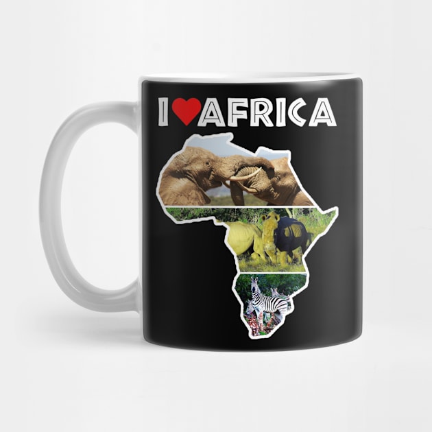 I Love Africa Wildlife Collage Map by PathblazerStudios